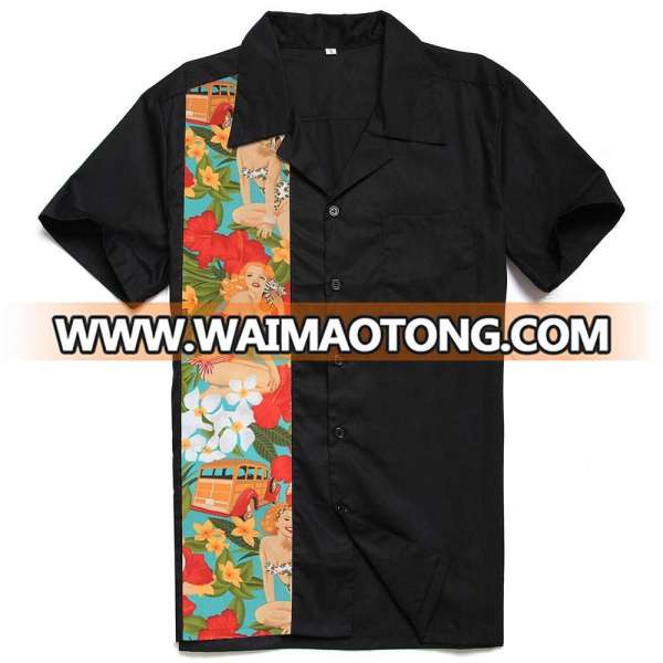 Latest Custom Design Short Sleeves Bowling Hawaiian Shirt for Men